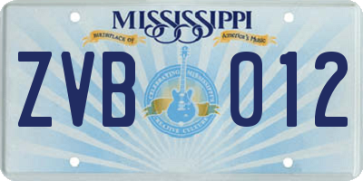 MS license plate ZVB012