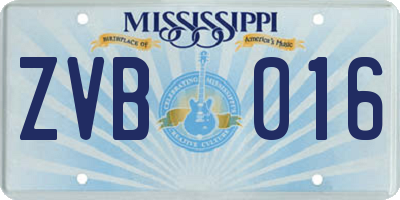 MS license plate ZVB016