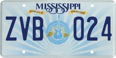 MS license plate ZVB024