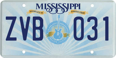 MS license plate ZVB031