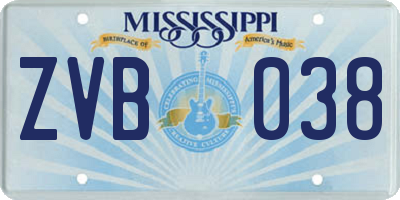 MS license plate ZVB038