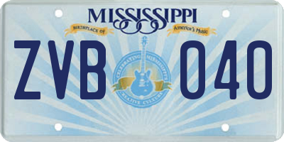 MS license plate ZVB040
