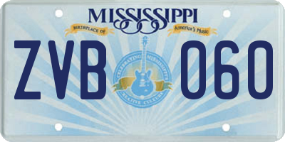 MS license plate ZVB060
