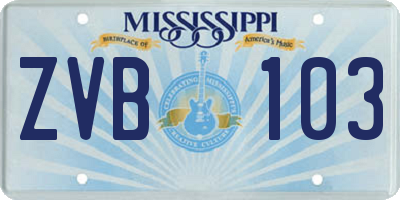 MS license plate ZVB103
