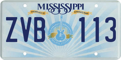 MS license plate ZVB113