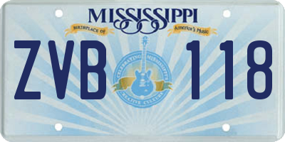 MS license plate ZVB118