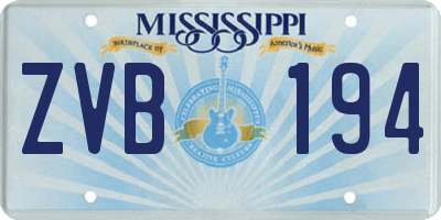 MS license plate ZVB194