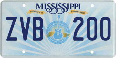 MS license plate ZVB200