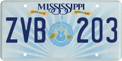 MS license plate ZVB203