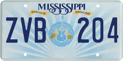 MS license plate ZVB204