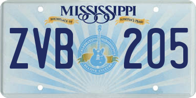 MS license plate ZVB205