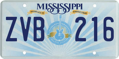 MS license plate ZVB216