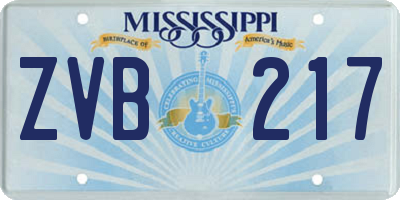 MS license plate ZVB217