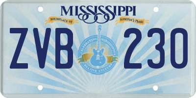 MS license plate ZVB230