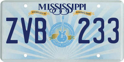 MS license plate ZVB233