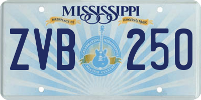 MS license plate ZVB250