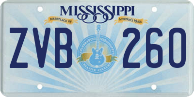 MS license plate ZVB260