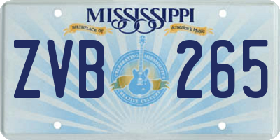 MS license plate ZVB265