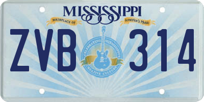 MS license plate ZVB314