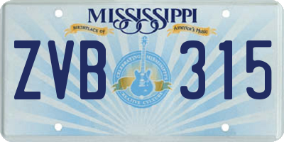 MS license plate ZVB315