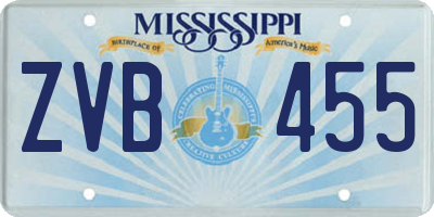 MS license plate ZVB455