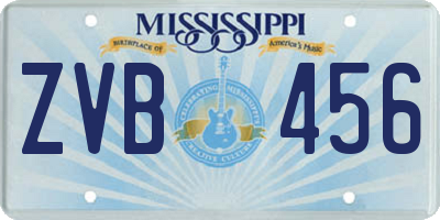 MS license plate ZVB456