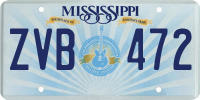 MS license plate ZVB472