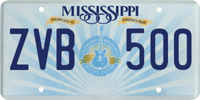 MS license plate ZVB500