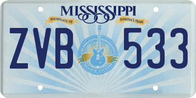 MS license plate ZVB533