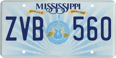 MS license plate ZVB560