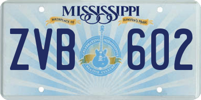 MS license plate ZVB602