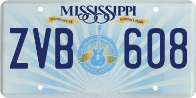 MS license plate ZVB608