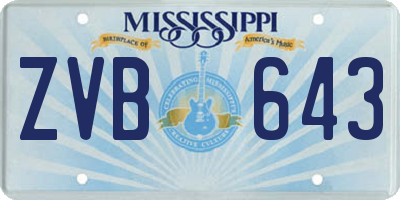 MS license plate ZVB643