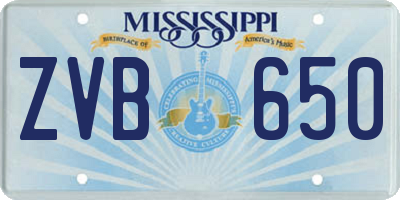 MS license plate ZVB650