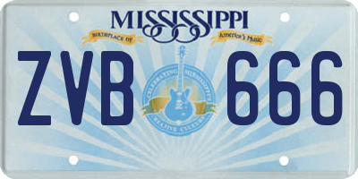 MS license plate ZVB666