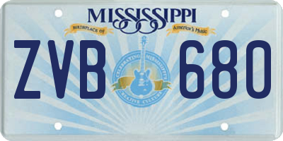 MS license plate ZVB680