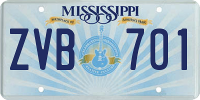MS license plate ZVB701