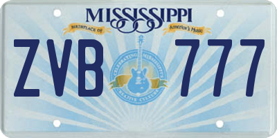 MS license plate ZVB777
