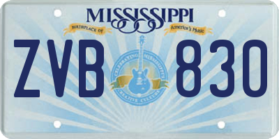 MS license plate ZVB830