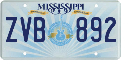 MS license plate ZVB892