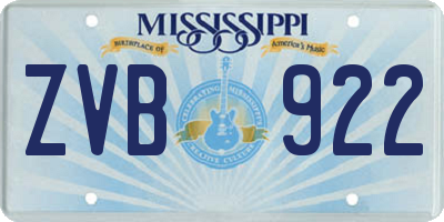 MS license plate ZVB922
