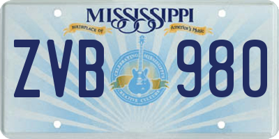 MS license plate ZVB980