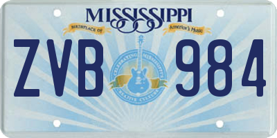 MS license plate ZVB984