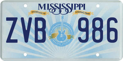 MS license plate ZVB986
