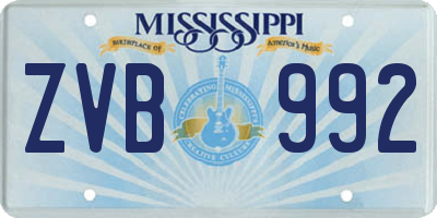 MS license plate ZVB992