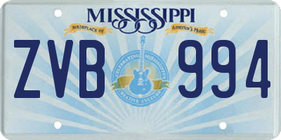 MS license plate ZVB994