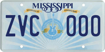 MS license plate ZVC000