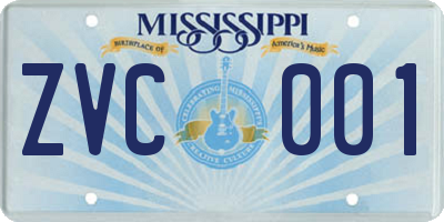 MS license plate ZVC001