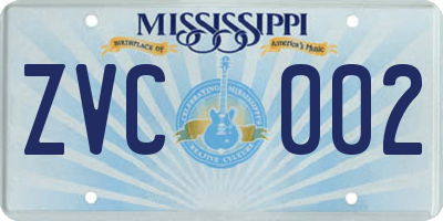 MS license plate ZVC002