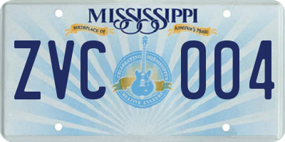 MS license plate ZVC004